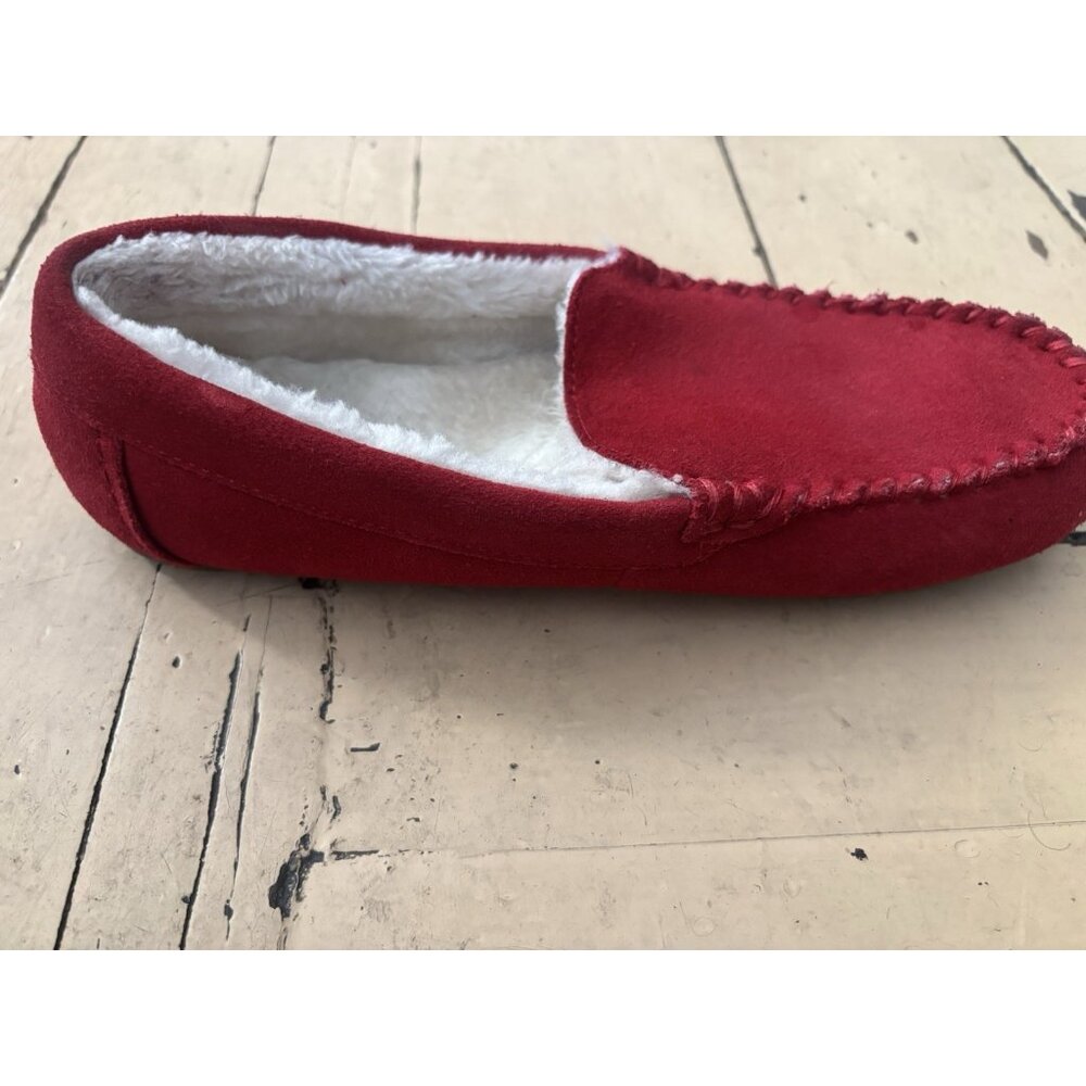 Lands End womens slippers size 9B red faux fur lined